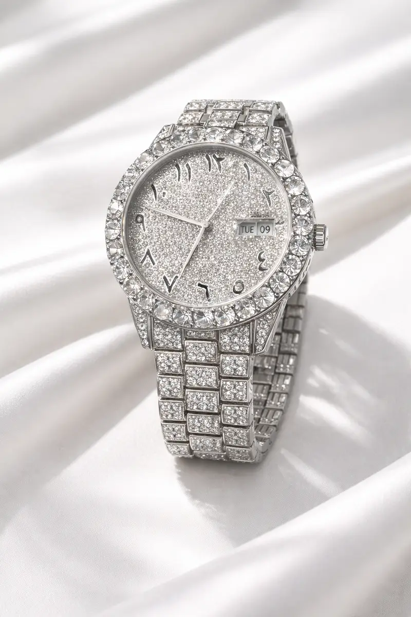 Khrist Silver Analog Stone Studded Watches for Women - Image 7 in Pune